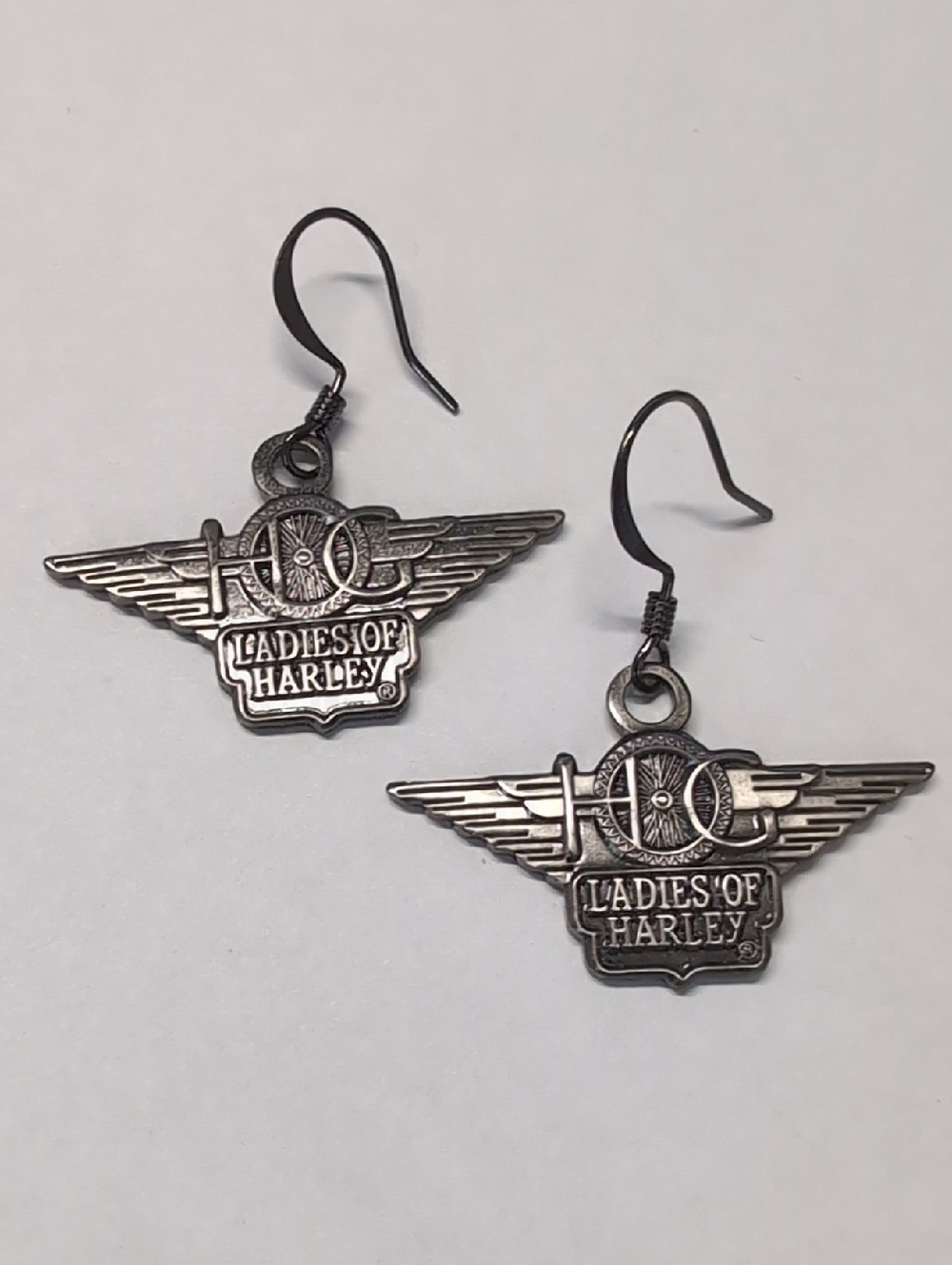 Ladies of Harley Winged Logo Earrings - Silver Tone